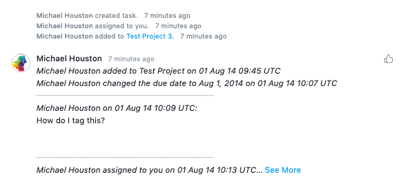Screenshot showing formatting of comment summaries